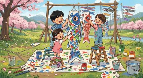 カラフルこいのぼりを作ろう